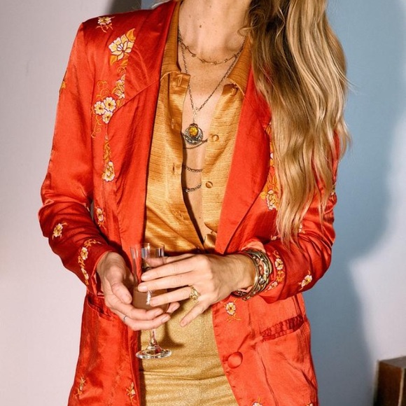 SOLD💫 Chasing Unicorns The Weight : Silk Embroidered Blazer sz S - Picture 7 of 16